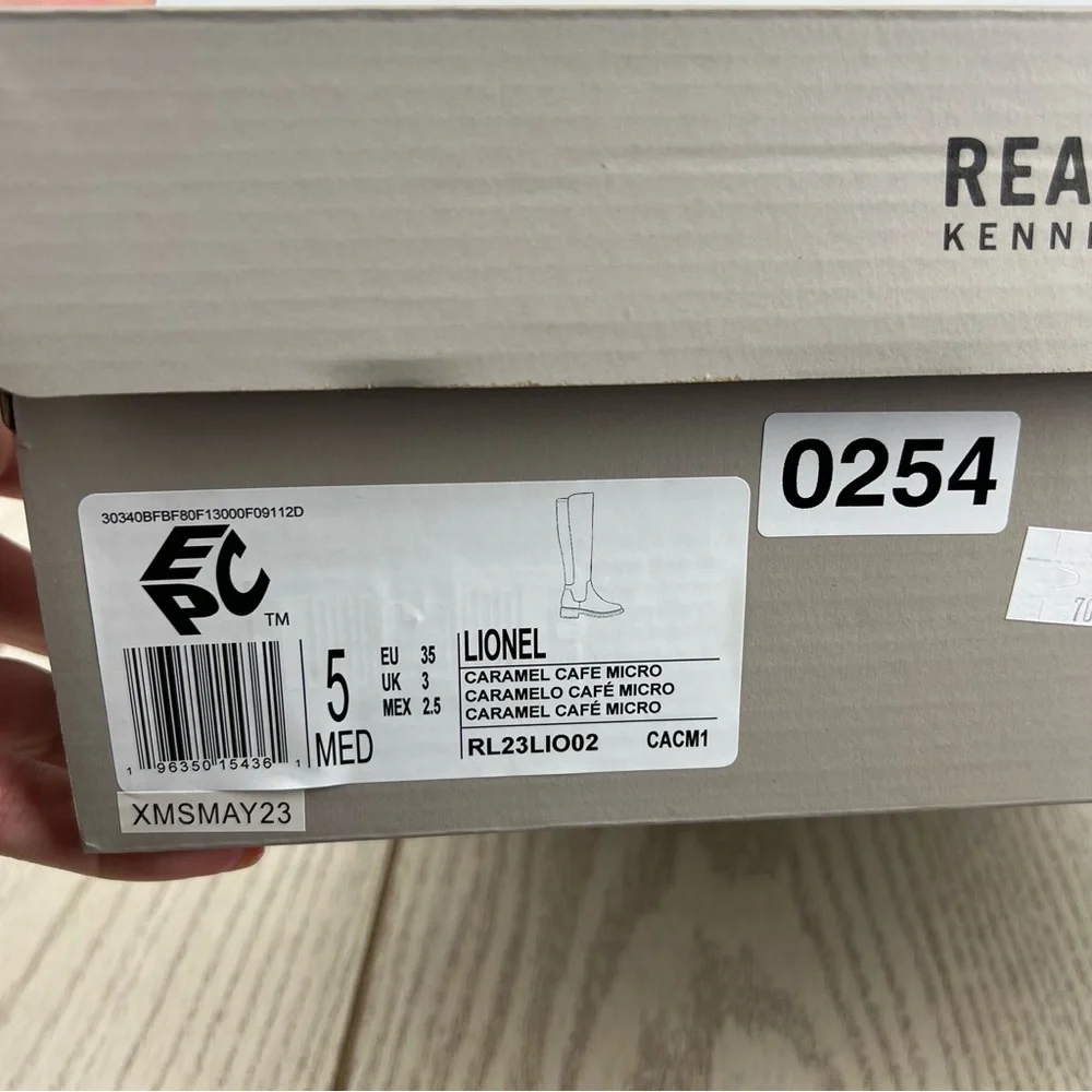 Kenneth Cole Reaction Women's Lionel Tall Boots 5M Caramel Cafe Micro $129